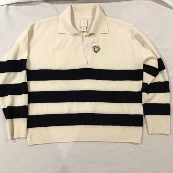Joie Cashmere Rugby Stripe Sweater Medium - Picture 1 of 3
